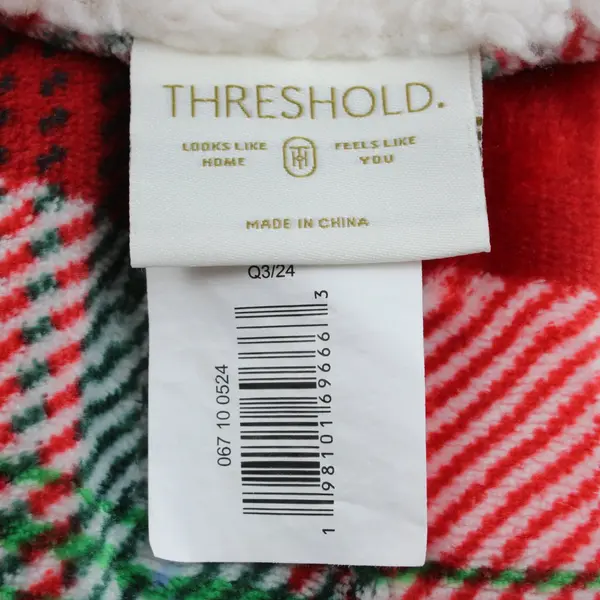 Threshold Red Green Plaid Fuzzy Throw Blanket 50x60 Seasonal Cozy