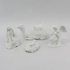 Vintage Lenox Nativity Set of 4 White Matte Bisque Bone China