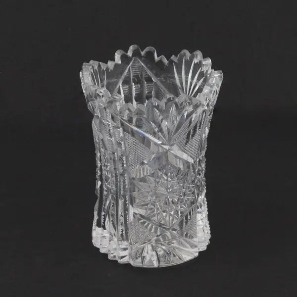 Antique American Brilliant Period Cut Crystal Toothpick Holder Vase