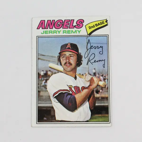 Lot of 5 Vintage Topps Baseball Cards 1976 1977 Autographed by Jerry Remy