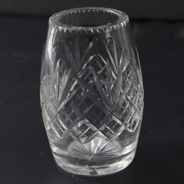 Edinburgh Crystal Fan & Diamond Pattern Bud Vase 3.25"