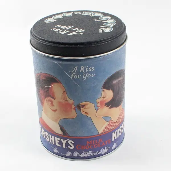 Vintage Hershey's Kisses Milk Chocolate Tin Empty A Kiss For You