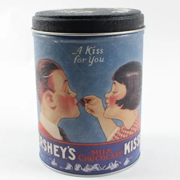Vintage Hershey's Kisses Milk Chocolate Tin Empty A Kiss For You