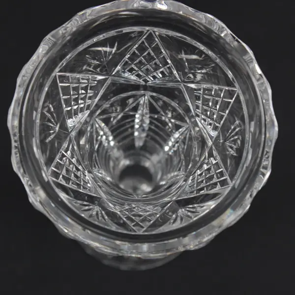 Vintage Clear Cut Lead Crystal Pedestal Trumpet Vase 6 Inch