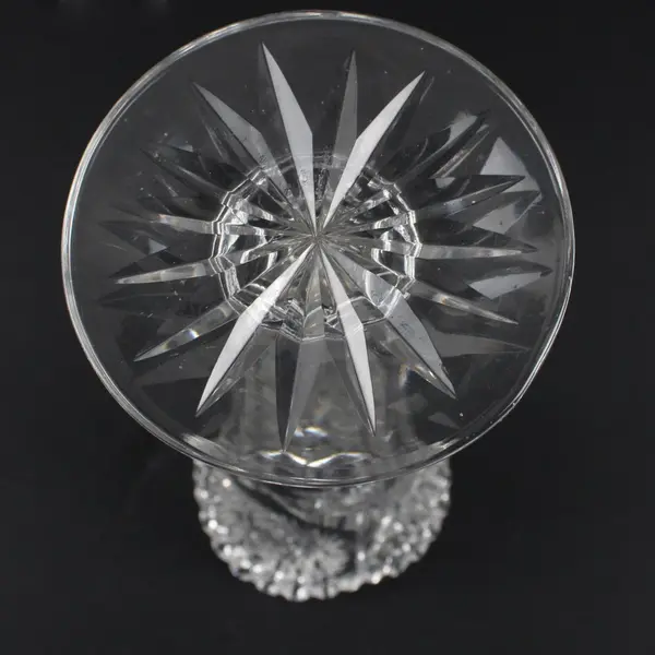 Vintage ABP Cut Crystal Pedestal Trumpet Vase 7.75in