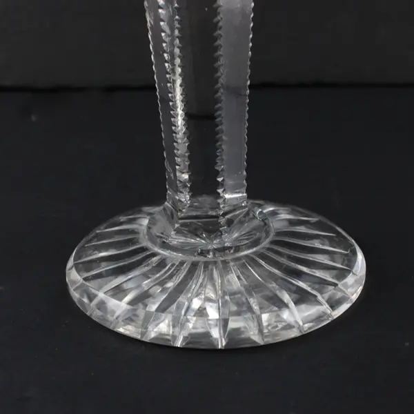 Vintage Cut Crystal Pedestal Trumpet Vase 9.75in Chipped Missing Rim