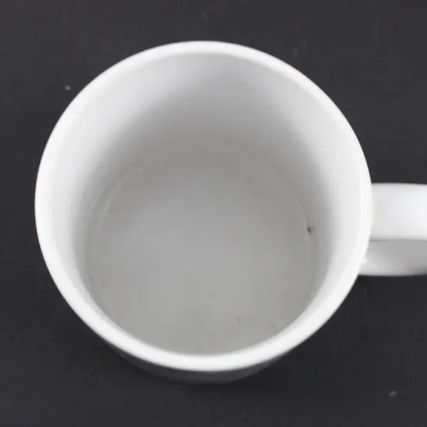 White Ceramic Bird Pattern Mug 3.75" Tall 3" Diameter