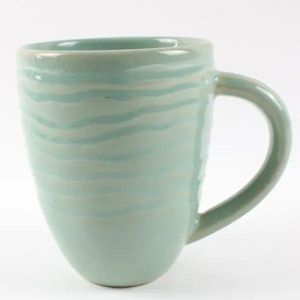 Lot of 3 Pfaltzgraff Mint Green Wave Texture Mugs Dishwasher & Microwave Safe