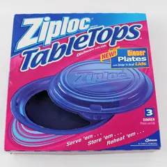 Ziploc 3 Tabletops with Lids Dinner Plates Snap n' Seal Lids and Dishware New 