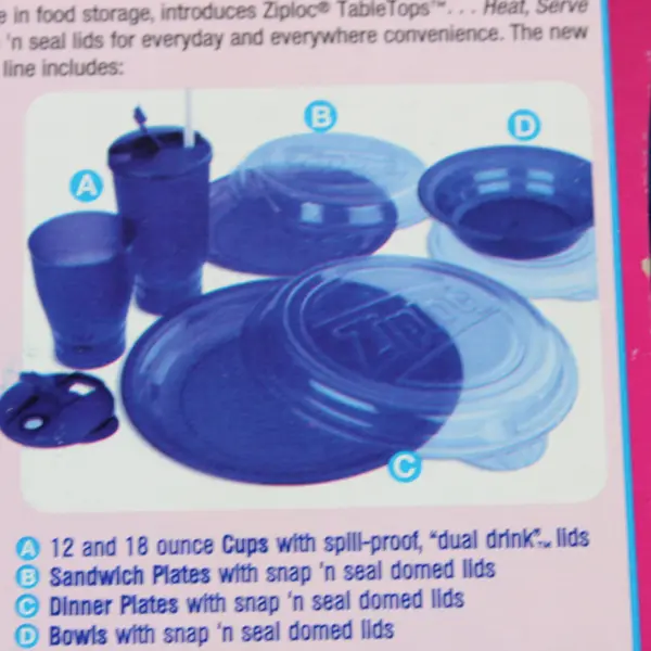 Ziploc 3 Tabletops with Lids Dinner Plates Snap n' Seal Lids and Dishware New 