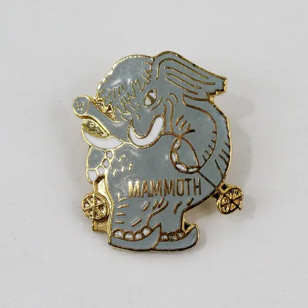 Mammoth Elephant Novelty Lapel Pin Gold Tone Post Clasp