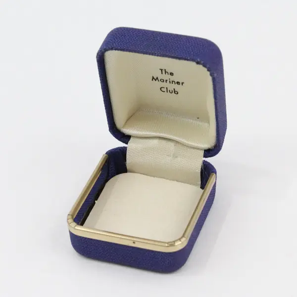 The Mariner Club Blue Cloth Ring Box Jewelry Case Empty