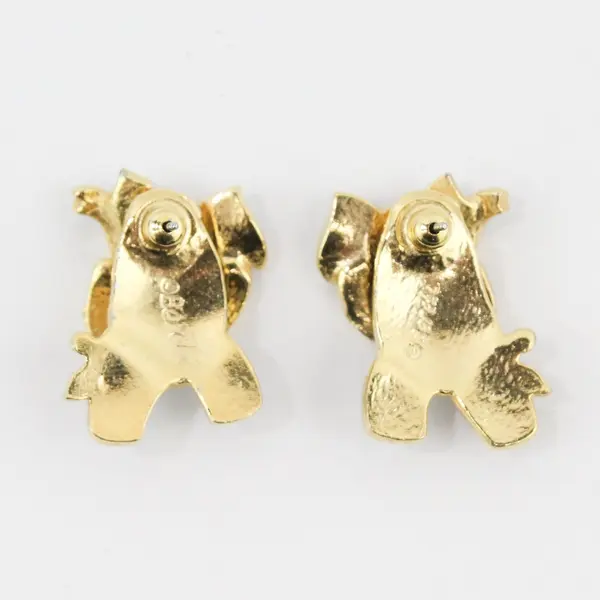 Borelli Matching Pair Elephant Brooch Pins Black Enamel Gold Tone