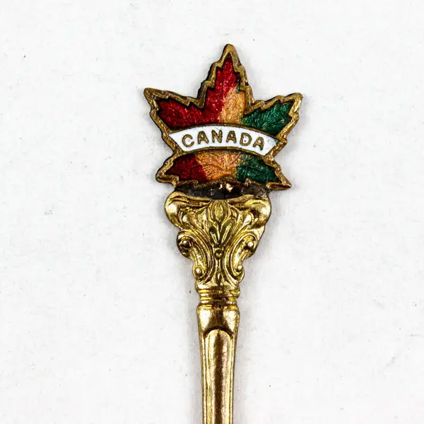 Lot of 2 Gold Tone Souvenir Spoons Alaska Canada Collectible