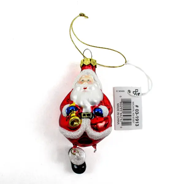 D & C Vintage Blown Glass Santa Ornament Bell One Leg Missing