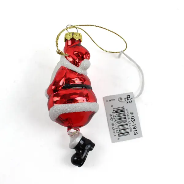 D & C Vintage Blown Glass Santa Ornament Bell One Leg Missing