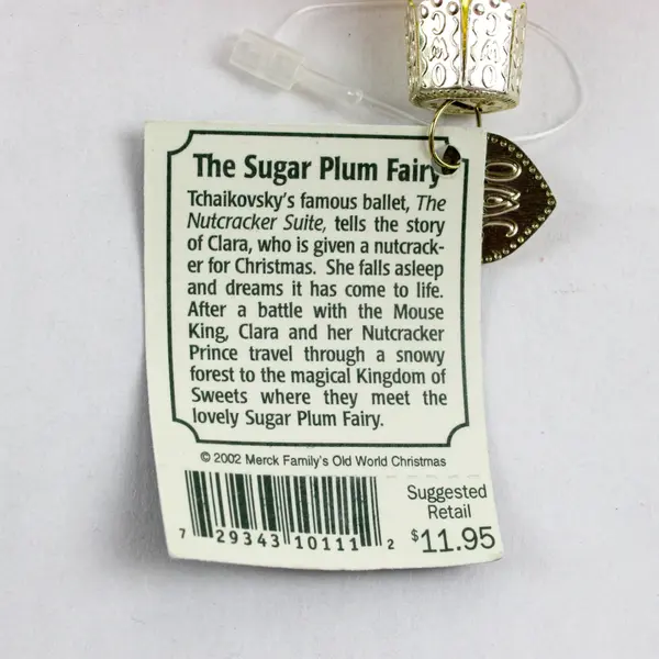 Sugar Plum Fairy Glass Old World Christmas Ornament 2002 - 10111 Vntg