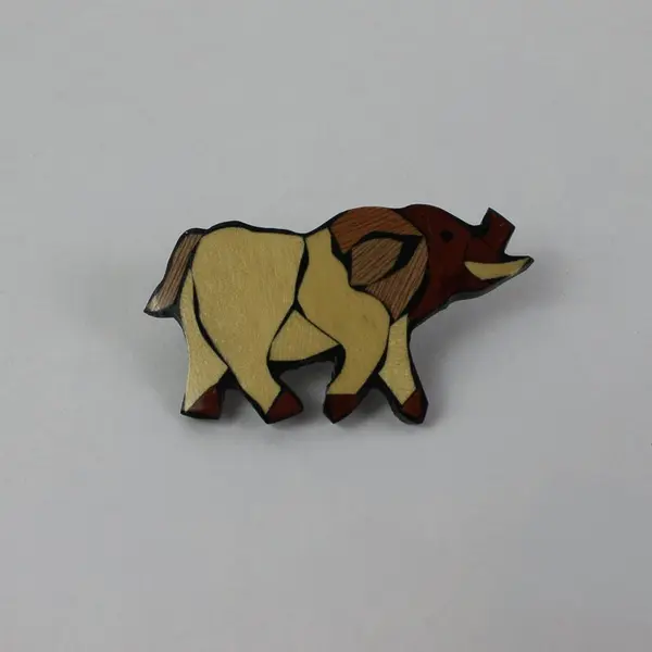 Pair Elephant Wooden Stud Earrings Intarsia Handmade Philippines