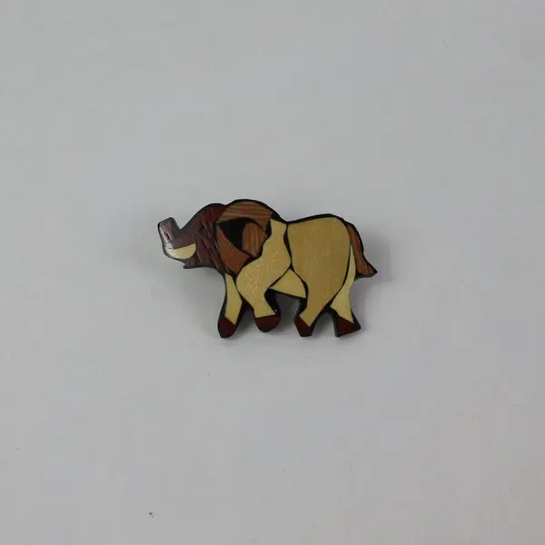 Pair Elephant Wooden Stud Earrings Intarsia Handmade Philippines