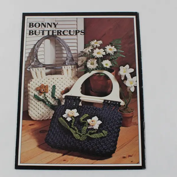 1979 Vintage Macrame-Applique Purses Jackie Stephens 10 Projects #7331