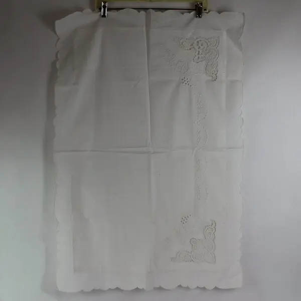 Shanghai 08428W Vintage Embroidered Cutwork Queen Pillowcases Set of 2 Flawed