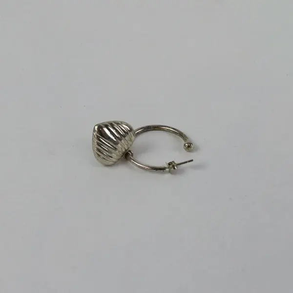 Pair Silver-Tone Hoop Earrings with Heart-Shaped Pendants