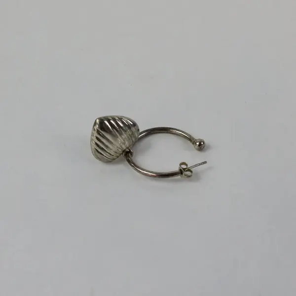 Pair Silver-Tone Hoop Earrings with Heart-Shaped Pendants