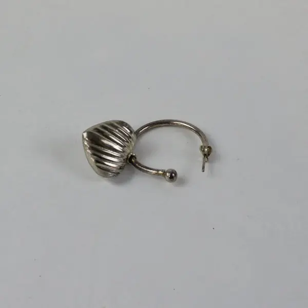 Pair Silver-Tone Hoop Earrings with Heart-Shaped Pendants