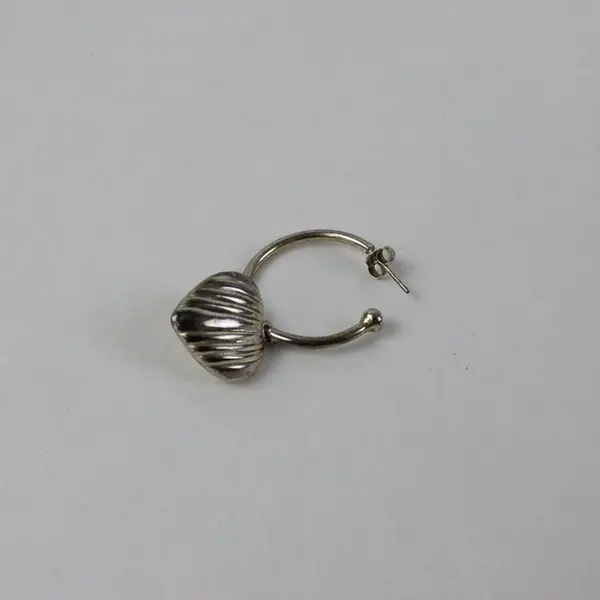Pair Silver-Tone Hoop Earrings with Heart-Shaped Pendants