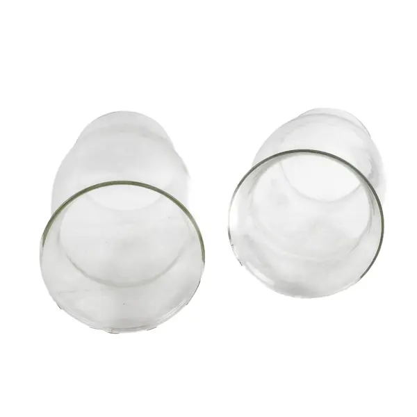 Lot of 2 Vintage Clear Glass Hurricane Candle Shades Open Ended Chimneys 11.5''