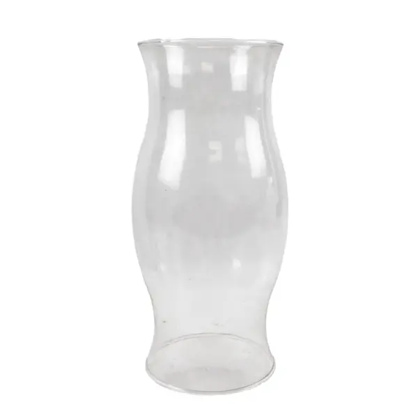Lot of 2 Vintage Clear Glass Hurricane Candle Shades Open Ended Chimneys 11.5''