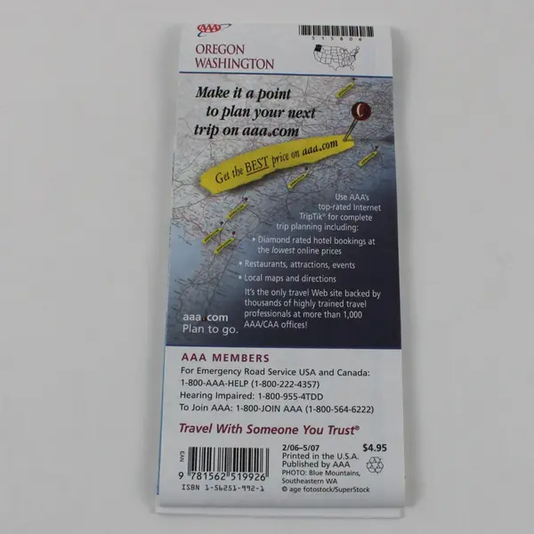 AAA Oregon Washington 2006-07 Folded Road Map Guide Brochure ISBN 9781562519926