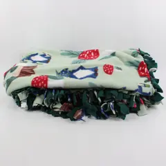 Green Fleece Mushroom Gnome Pattern Tie Blanket 47 x 49 Inch