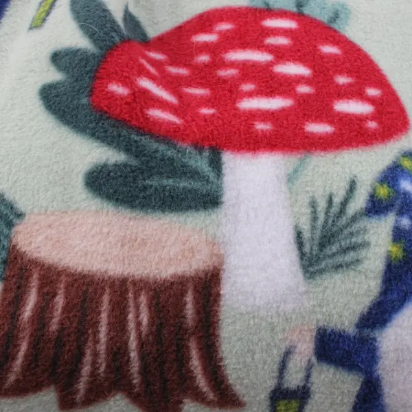 Green Fleece Mushroom Gnome Pattern Tie Blanket 47 x 49 Inch