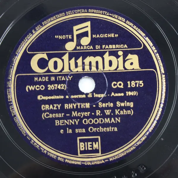 Benny Goodman –Crazy Rhythm/ All the Cats Join In 10" Shellac Record