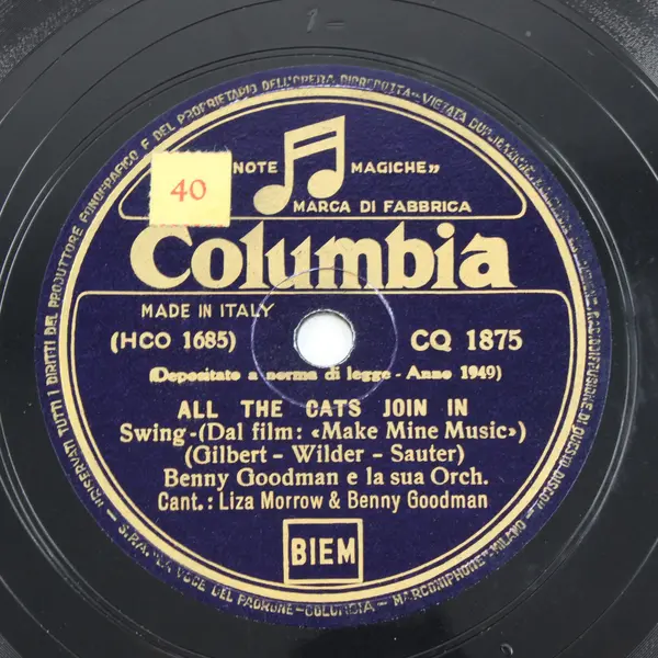 Benny Goodman –Crazy Rhythm/ All the Cats Join In 10" Shellac Record