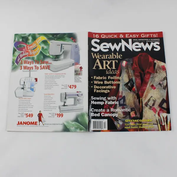 Vintage SewNews Magazine 16 Quick & Easy Gifts Wearable Art Ideas December 2002