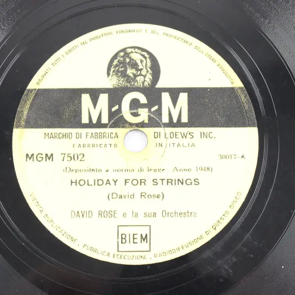 David Rose & His Orchestra Holiday For Strings/Laura 10" Shellac Record