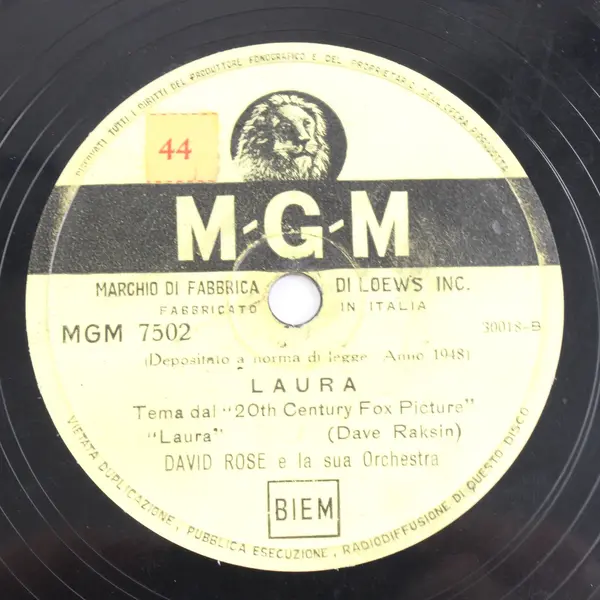 David Rose & His Orchestra Holiday For Strings/Laura 10" Shellac Record