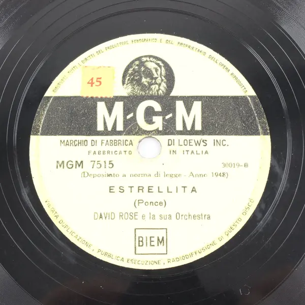 David Rose & His Orchestra Estrellita/Manhattan Square Dance 10" Shellac Record