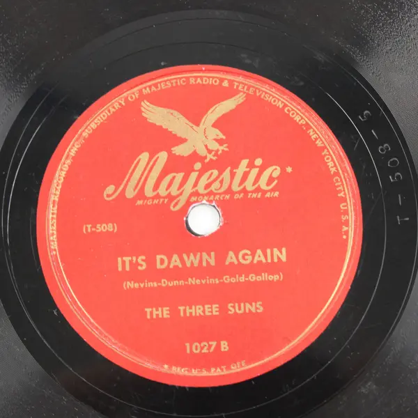 The Three Suns Majestic 78 RPM 10" Shellac Twilight Time / It's Dawn Again 1027