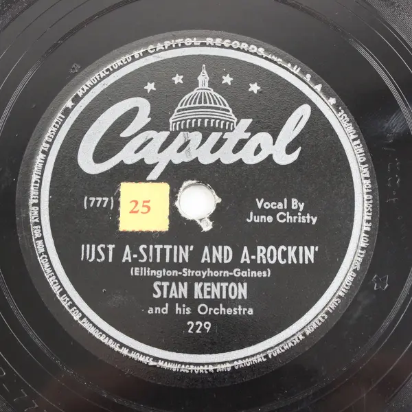 Capitol 229 Stan Kenton Artistry Jumps / Just A-Sittin' & A-Rockin' 78 RPM