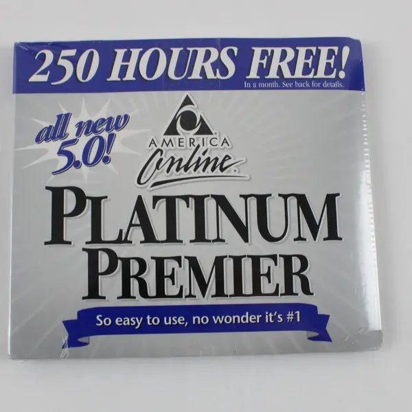 1999 Vintage America Online 5.0 Platinum Premier CD-ROM 250 Hours Free Sealed