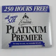 1999 Vintage America Online 5.0 Platinum Premier CD-ROM 250 Hours Free Sealed