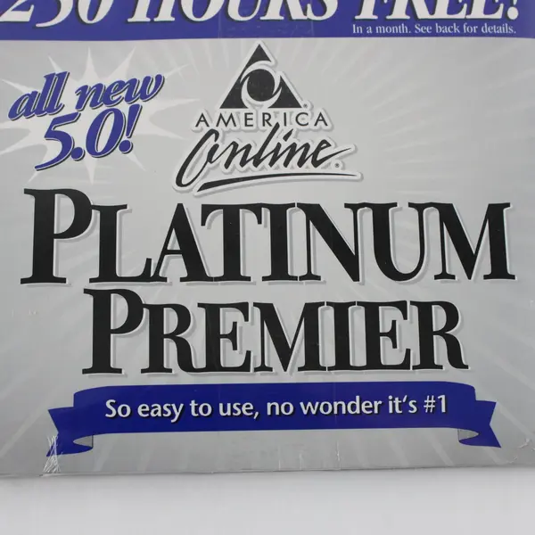 1999 Vintage America Online 5.0 Platinum Premier CD-ROM 250 Hours Free Sealed
