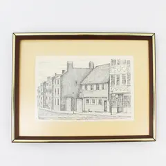 Framed C.M. Goff Paul Revere House Vintage Print 13x17