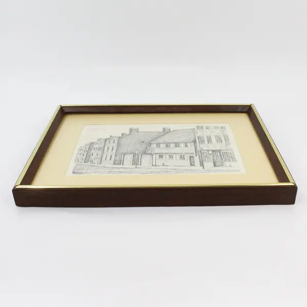 Framed C.M. Goff Paul Revere House Vintage Print 13x17