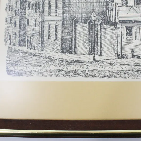 Framed C.M. Goff Paul Revere House Vintage Print 13x17