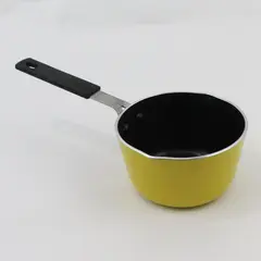 Mini Yellow Milk Pan Saucepan Black Nonstick-Style Interior Long Handle