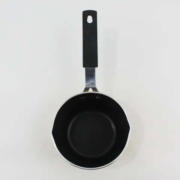 Mini Yellow Milk Pan Saucepan Black Nonstick-Style Interior Long Handle